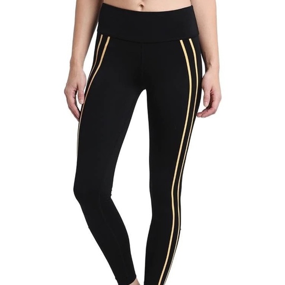 Splits59 Black Leggings with Gold Stripes - Picture 1 of 10